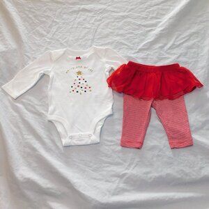 Baby Girl First Christmas Outfit One Piece Pants Skirt Merry Bright Xmas NEW